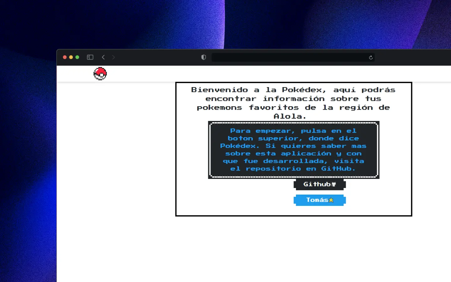 Captura de pantalla del proyecto Pokedex React APP
