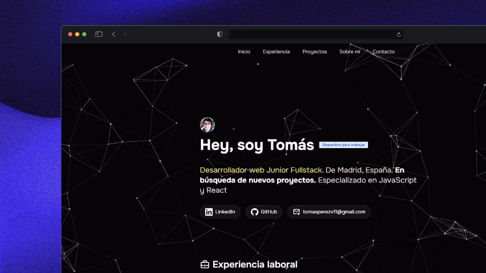 Captura de pantalla del proyecto Portfolio Web de Tomás.